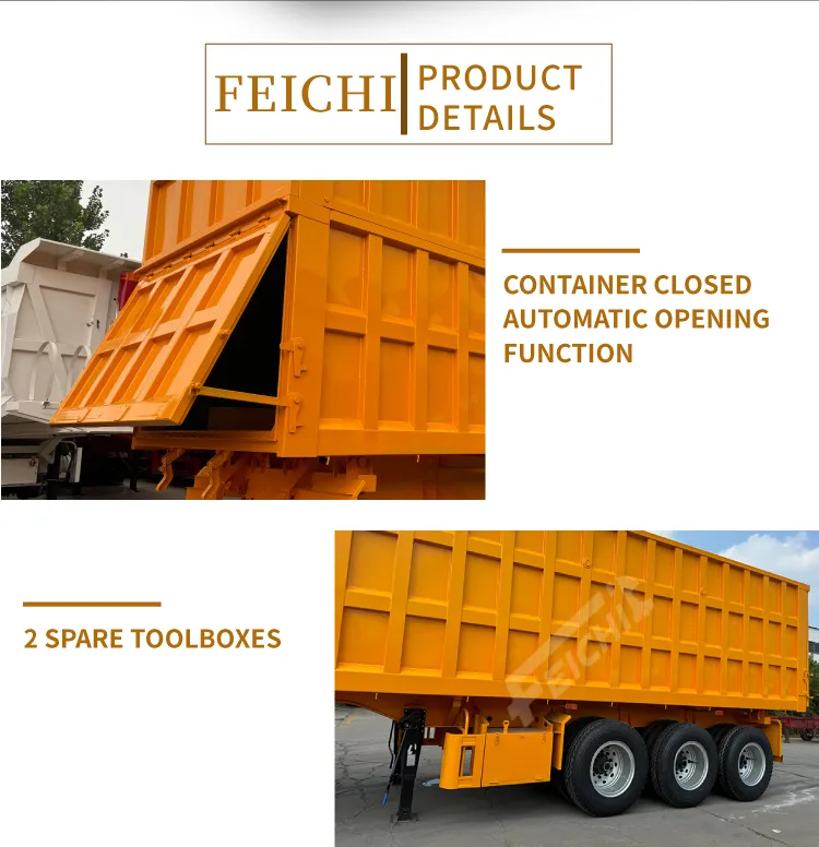 3 Axle Rear End Dump Trailer 60/80 Tons Rectangle Hydraulic Transport Coal Sand Heavy Duty Dump Trailer Support Customization for Sale