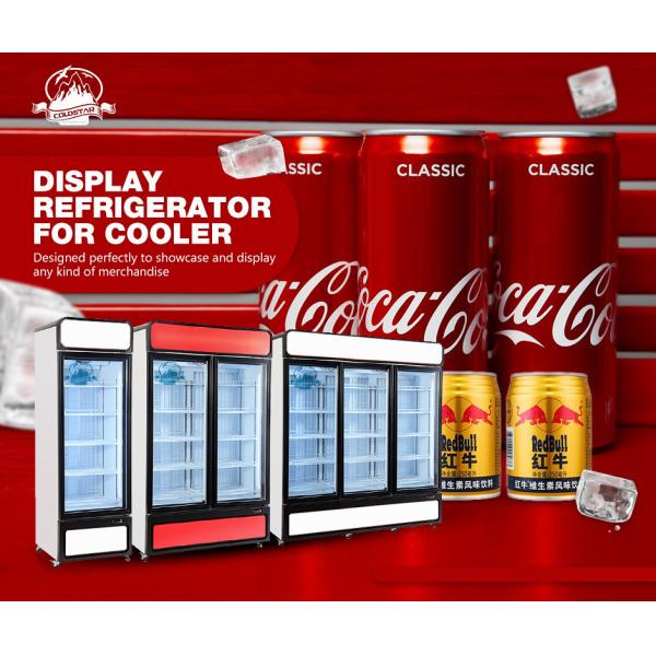 Commercial Display Drink Refrigerator Glass Doors 1000L Cooler Showcase