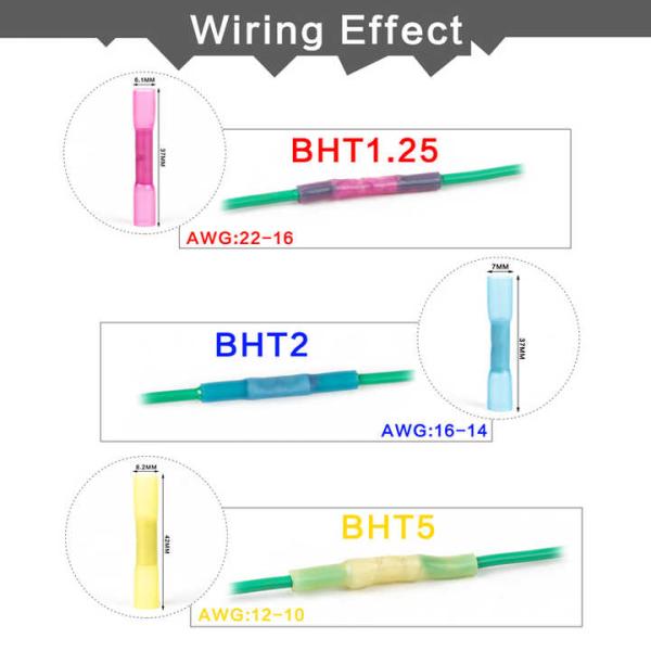 BHT теплосокращающие трубы Butt Splice кабельные соединители сжатия терминалы водонепроницаемые
