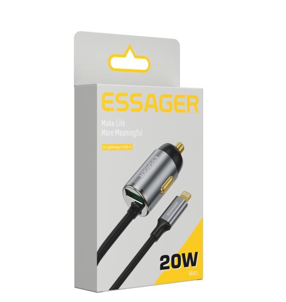 2 Port Car Chargers PD 20W Mini Power Supply Adapter With 1.5m Cable