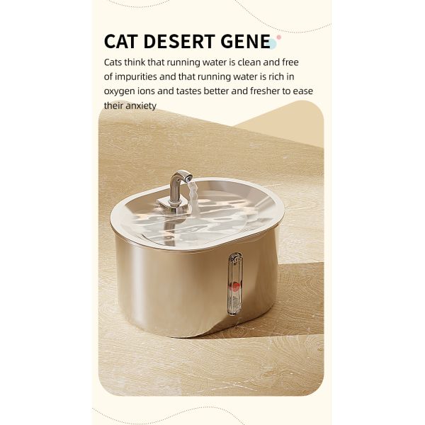 2.5L 304 Food Grade Stainless Steel Eco-Friendly Automatic Pet Water Feeder 5V Filtration Purification Mute Drinking Fountain