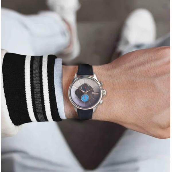 30mm Waterproof Men Slim Steel Quartz Watch Genuine Leather Band