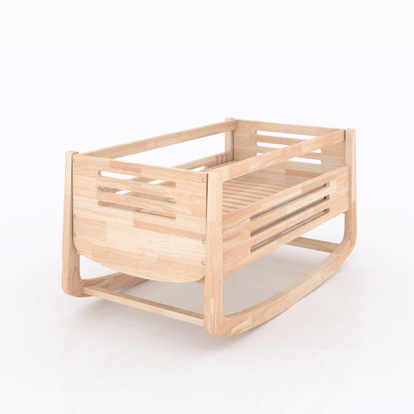 Finger Joint Rubber wood adjustable baby bed