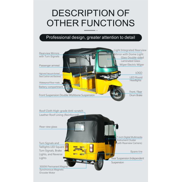 Customized Li Ion Battery Operated Electric Rickshaw Tuk Tuk 800kg