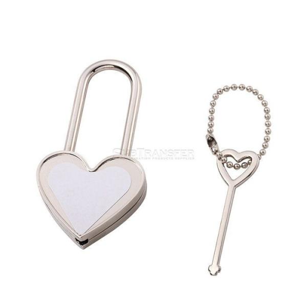 Cerradura de amor de sublimación de metal en blanco con llave de sublimación personalizada