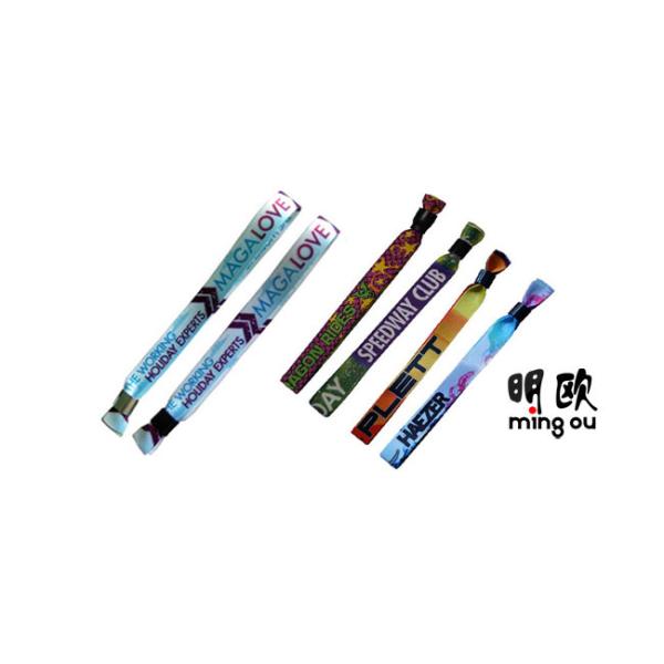 Festival Fabric Wristbands With Aluminum Clip , Custom Design Event Wrist Band