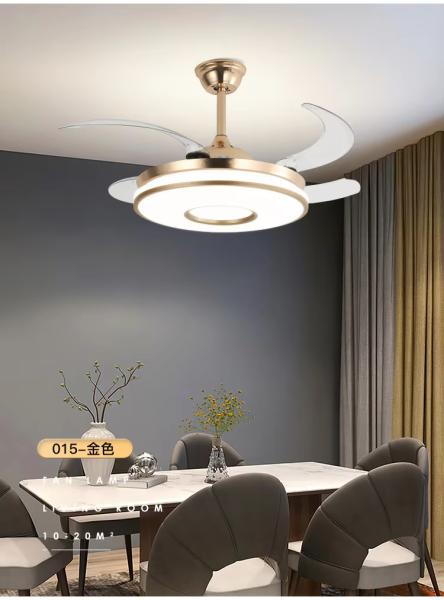 Vente en gros Populaire 48 pouces Haute puissance du vent silencieux LED Ventilateur de plafond Lumière de fréquence variable Ventilateur invisible