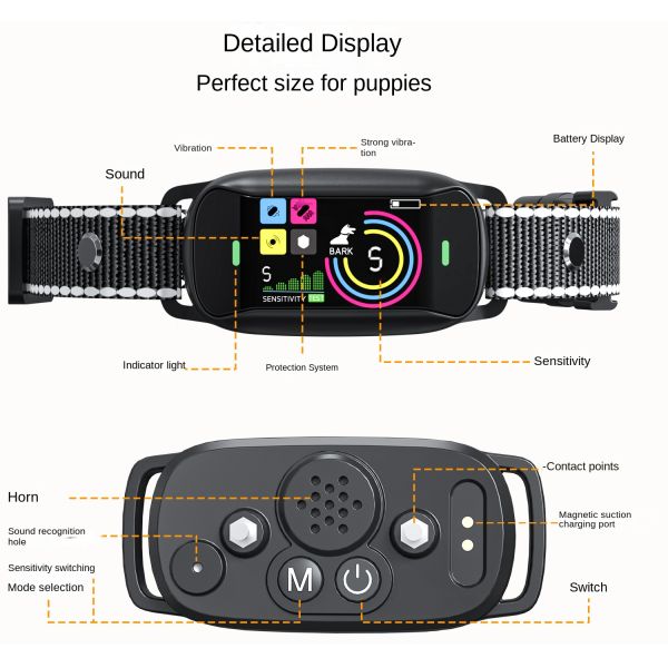 New Arrival Rechargeable Waterproof IP67 Dog Training Collar Smart Ultrasonic Anti-Barking Control Device Eco-Friendly Safe Made