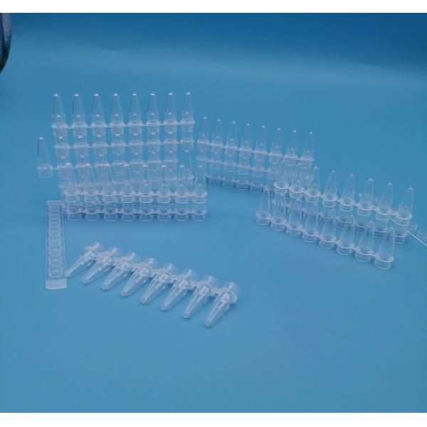 Transparent 0.2 Ml 8 Tube PCR Strips Single Microcentrifuge Tube