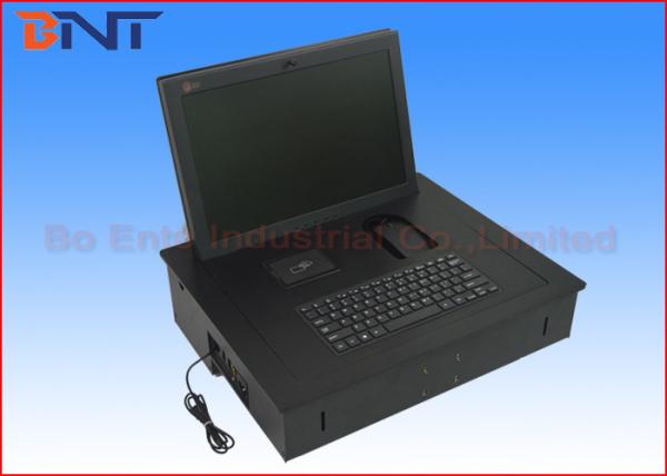 Manual Rotating Meeting Table Computer Monitor Lift Silver Color With 17 Screen