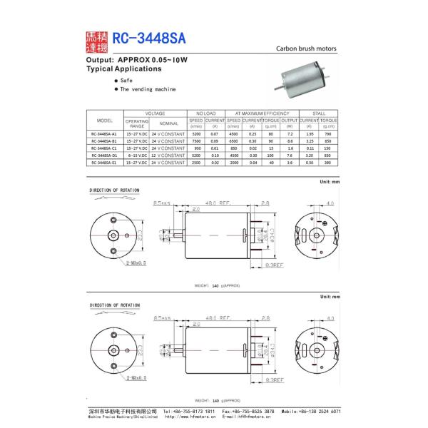 RK-3448SA 12V 24V 250mA 4500RPM почистило мотор щеткой сервопривода Dc