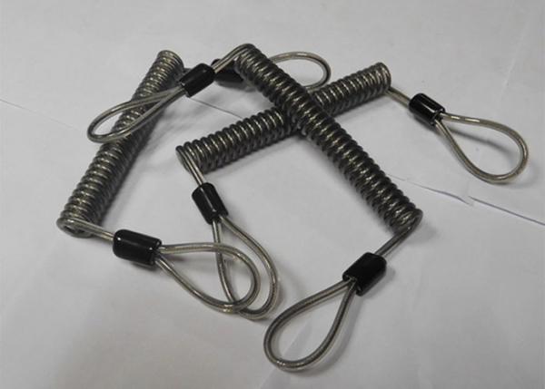 Anti-theft Reminding Spring Steel Coiled Leashes w/Double Cord Loop Ends Custom Colours
