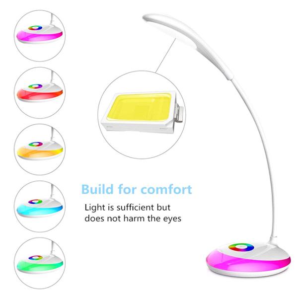 Touch Control Eye Protection RGB LED Desk Lamp with Colorful Night Light