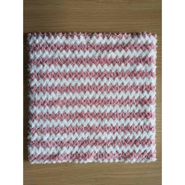 320gsm Microfiber Coral Fleece Kitchen Towels Dishcloth With Zigzag Ultrasonic Cutting