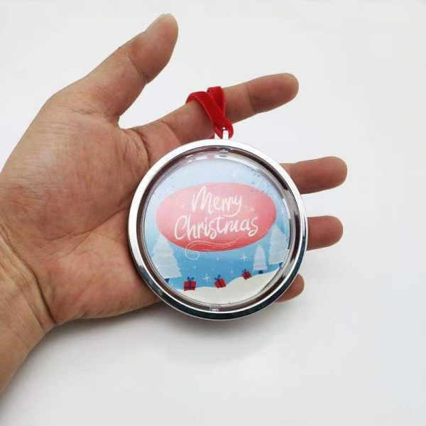 Double Sided Rotatable Sublimation Christmas Ornament Blanks With MDF Board Silver And Gold Color Blank Plastic Ornaments