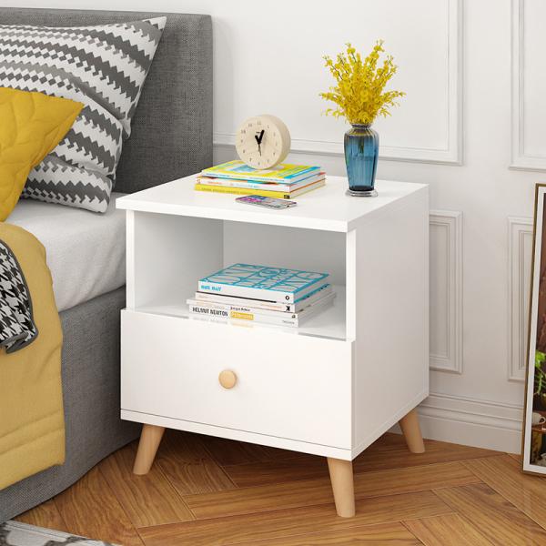 MDF One Drawer Wood Nightstand , Moisture Proof Bedroom Side Tables