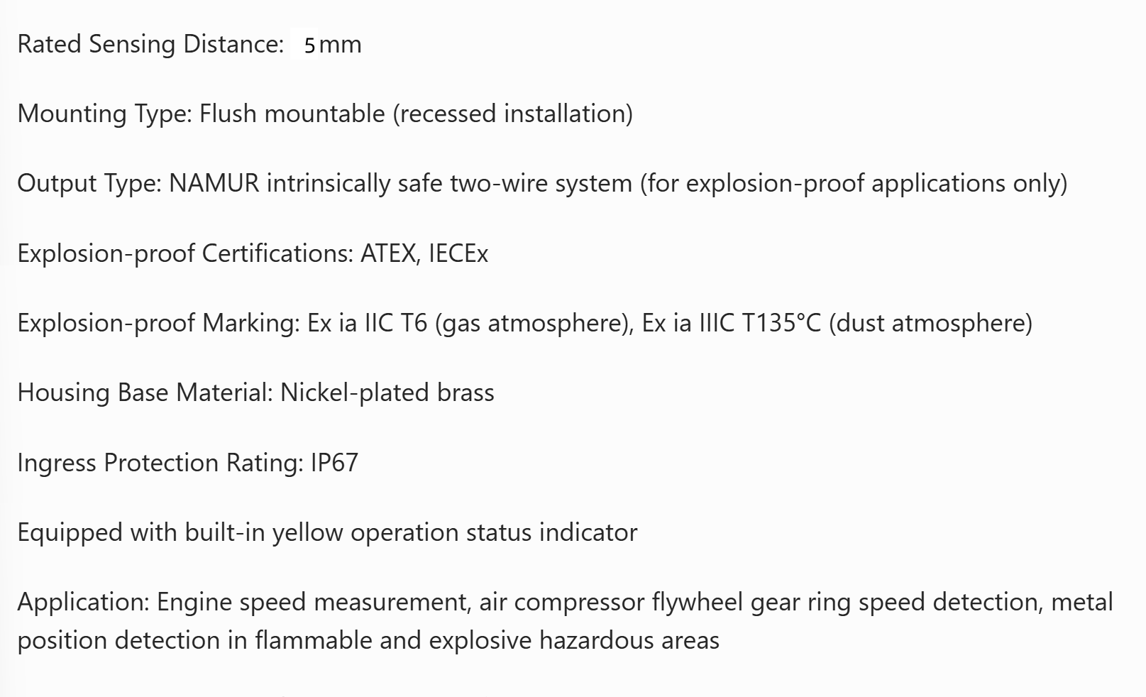 IA0092Explosion-Proof Inductive Proximity Switch IAS-30-A13-N-M18-PTFEMS-Z02-0-1G-1D Explosion-proof Detection Speed Acquisition
