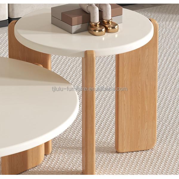 OEM Service Accepted Customize Modern Solid Wood Table Round Sets End Coffee Table Living Room Furniture Wooden Side Table