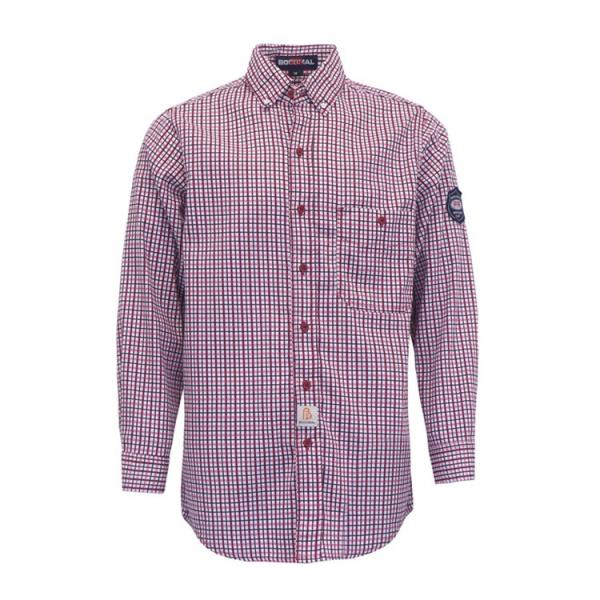 6.5oz Cotton Plaid Flame Resistant Work Shirt Buttons Style