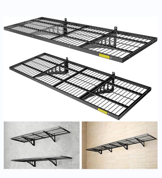 Single Tier Metal Garage Storage Wall Shelving Mounted Heavy Duty Sturdy Wall Shelves Strong Garage Organiser