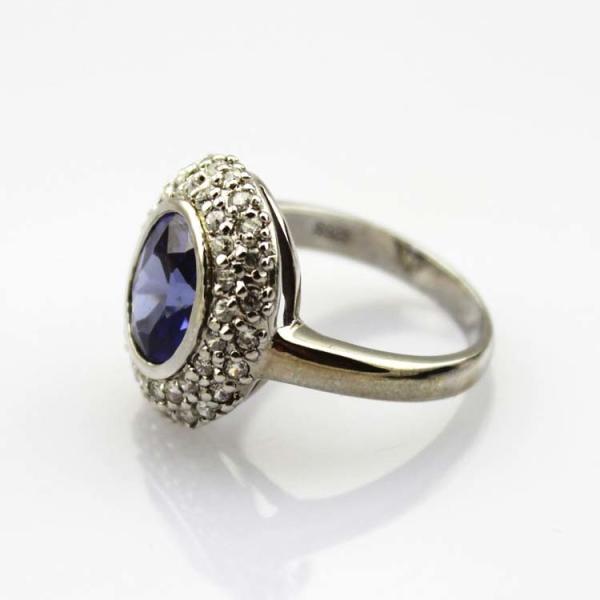 925 Silver Oval Garnet  Gemstone Ring  with Cubic Zircon (S-RJ692)