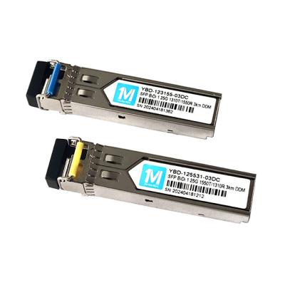 Fiber Optic Transceivers 1.25G BIDI 3km 1310nm/1550nm LC Connector DDM WDM Simplex Optical Module Transceiver SFP Module