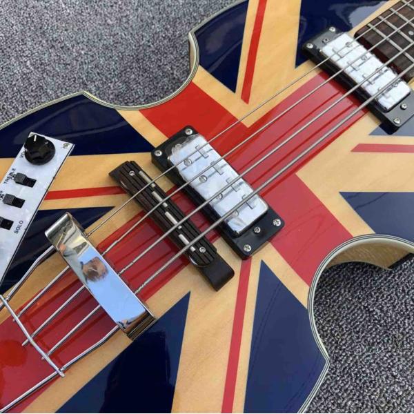 Custom British flag Hofner Violin 4 strings Electric bass guitar BB2 Icon Series Hofner Flame maple vintage CT bass