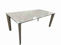 Table à manger en céramique de 1500*850 mm avec base métallique de type fixe gris clair Dt-1037-150