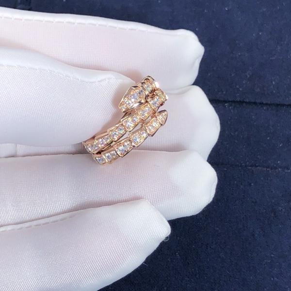 Elegant  18K Gold  2 Row Diamonds Serpenti Viper Ring Diamond Ring Yellow Gold White Gold