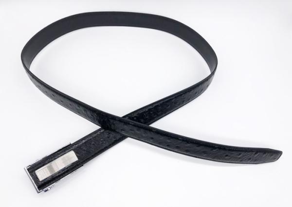 Correias de couro ligas de zinco do auto fechamento da curvatura, correia ajustável preta dos homens