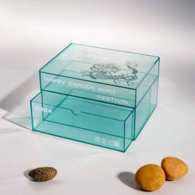 Transparent Green Acrylic Organizer Box Plexiglass Jewelry Cosmetic Box With Drawer