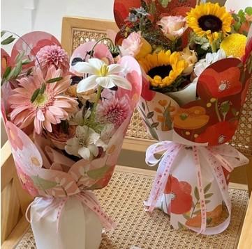 Flower wrapping paper, summer flower language kraft paper
