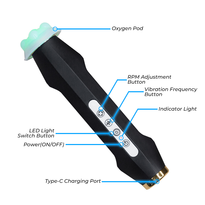 Oxygen Bubble Handpiece LED Microbubble Lift Bright Portable Skin Salon Instrument