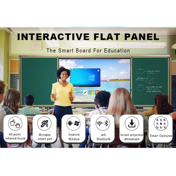 Qtenboard 75 Inch Dual System 40 Point Touch Screen Smart Interactive Whiteboard for Classroom