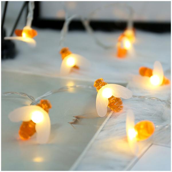 Solar String Lights LED 8 Modes Honey Bee Fairy Lights Outdoor Waterproof Simulation Honey Bees Decor for Garden Christmas Decor