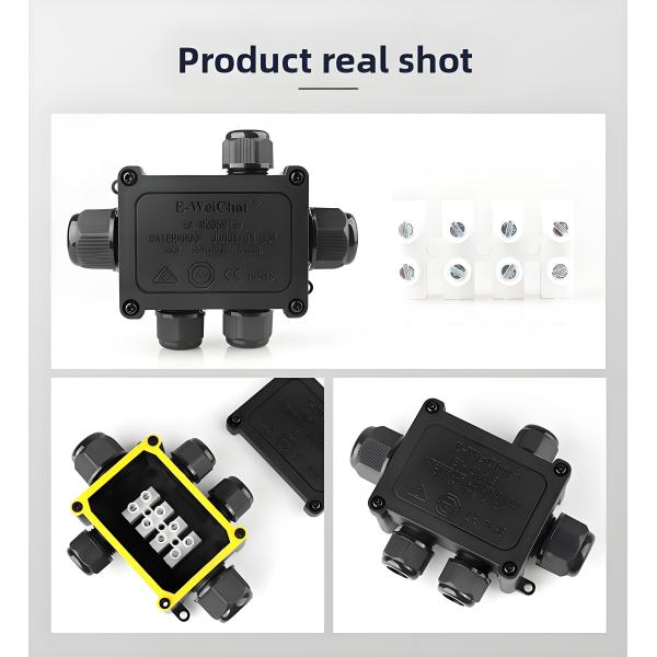 Waterproof Cable Junction Box, 1 Port Input to 4 Outputs, IP68 Rated