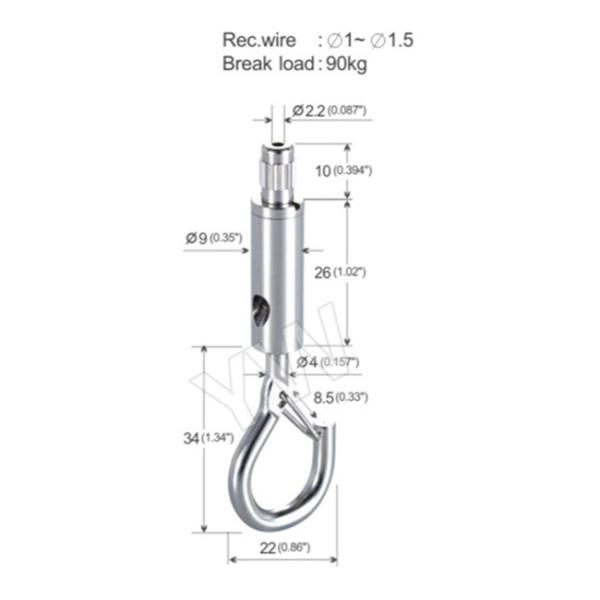 Замок безопасности крюка вешалок приспособления кабеля воздушных судн продуктов освещения само- сжимая
