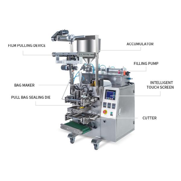 220V AC 50Hz Sauce Packet Packing Machine , 3 / 4 Side Sealing Packing Machine