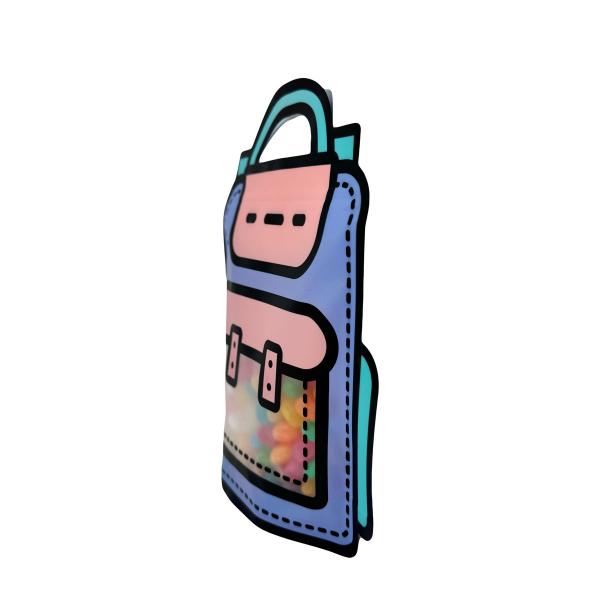 School Bag Shaped Stand Up Pouches With Ziplock Matte Clear Window For Food Candy Packaging