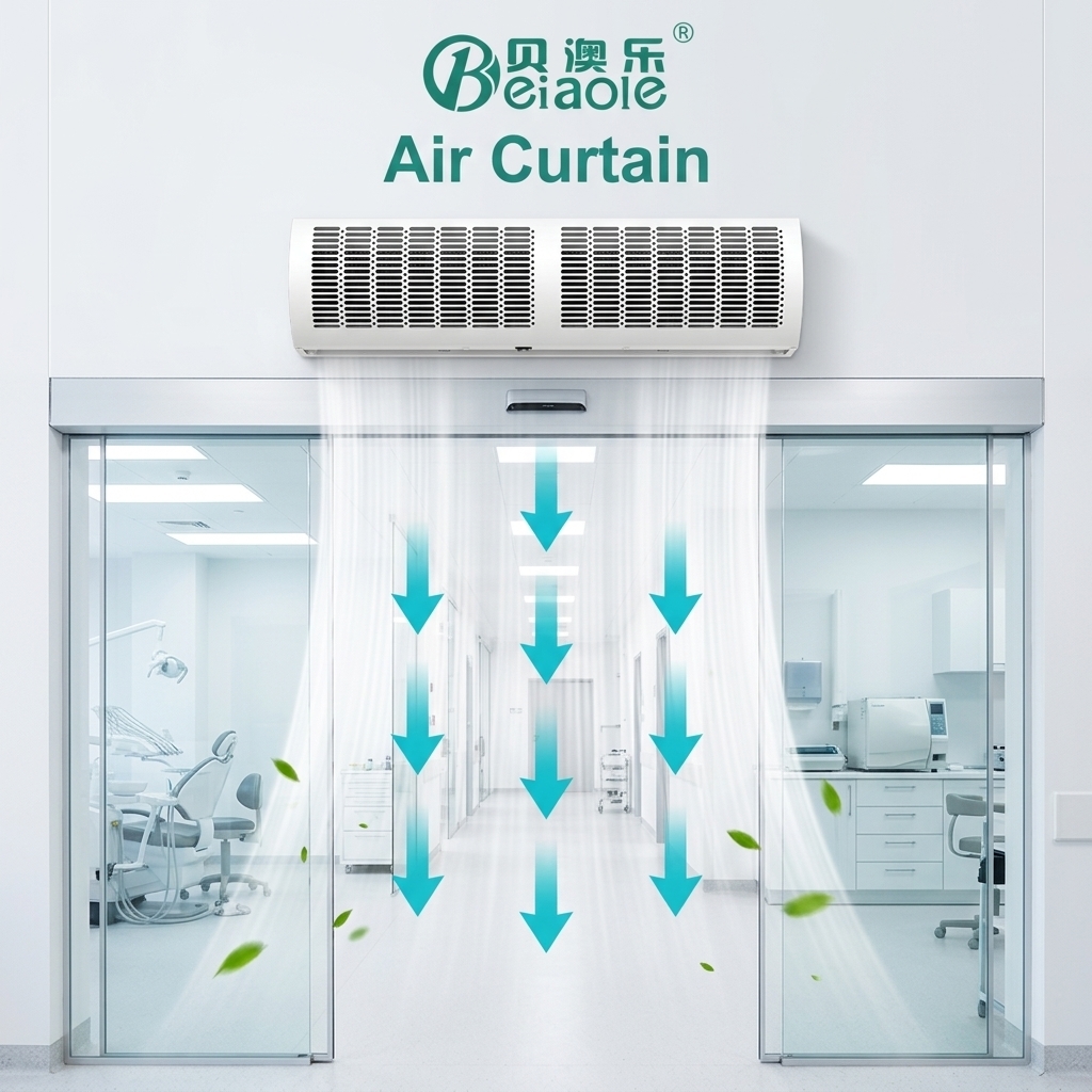 220V 105W Ceiling Mounted Air Curtain Powerful Airflow Barrier Commercial Unit