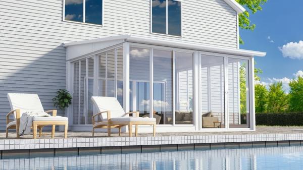 Sliding Double Door Veranda Aluminum Glass Winter Garden Sunroom For Office Building