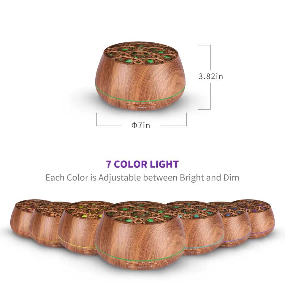 400ml Electric Ultrasonic Aroma Diffuser Home Office Music Wooden Essential Oil Air Freshener with Built-in Speaker
