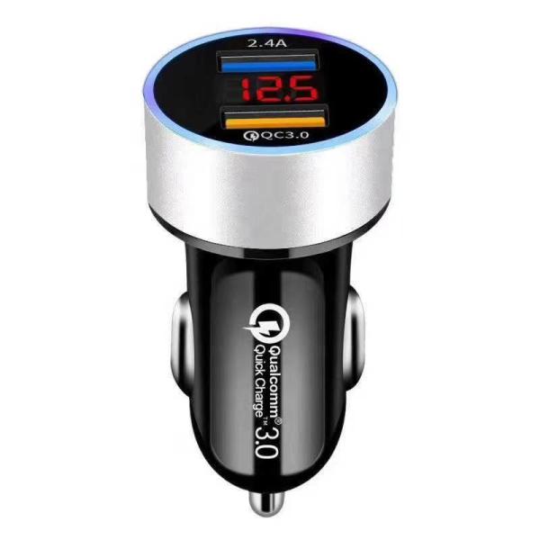 Digital Dispaly Smart OEM Rapid Phone Charger 36W QC3.0 Dual USB Car Charger