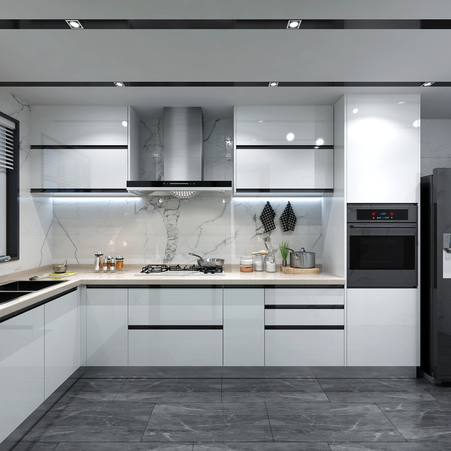 Professional Custom Modern Kitchen Cabinet Furniture with Quartz Stone Countertop