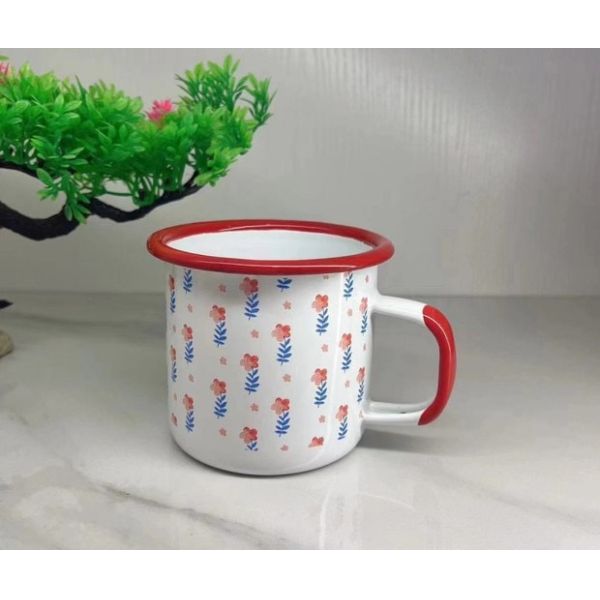 Carbon Steel 350ml Customized Printed Metal Steel Enamel Camping Mug Sublimation Enamel Coffee Tea Drinkware Collection
