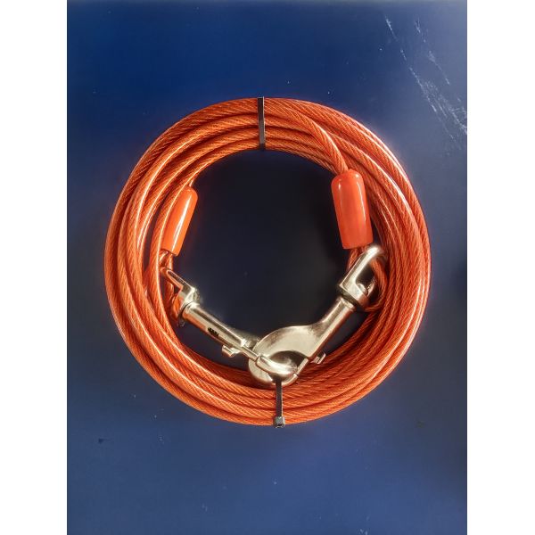 PVC Coated Galvanized Steel Wire Rope Dog Tie Out Cable with 15ft Length for Durable Pet Tethering