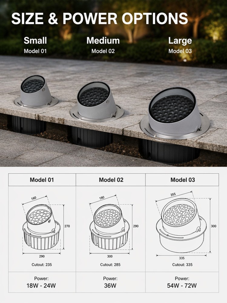Semi Recessed LED Inground Tree Uplight DMX512 RGBW IP65 DC24V Landscape Tree Lighting