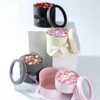 Lamination brillante mate Boîte à fleurs ronde Emballage floral avec fenêtre PVC transparente