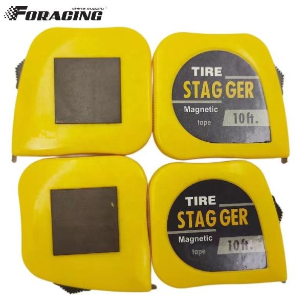 10 FT Lâmina de aço para pneus de corrida Stagger Measure com parte traseira magnética e acabamento cromado Logotipo personalizado