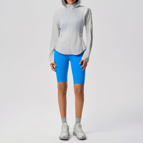 Quick Dry Mesh Women Full Zip Running Jacket Breathable Light Mint Lightweight